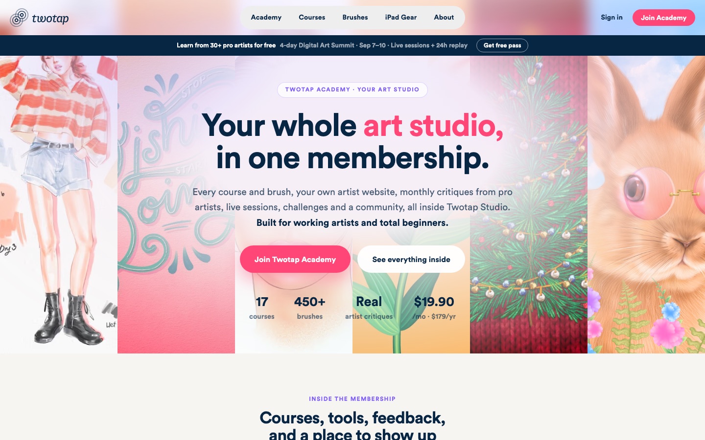 The live Twotap Academy landing page